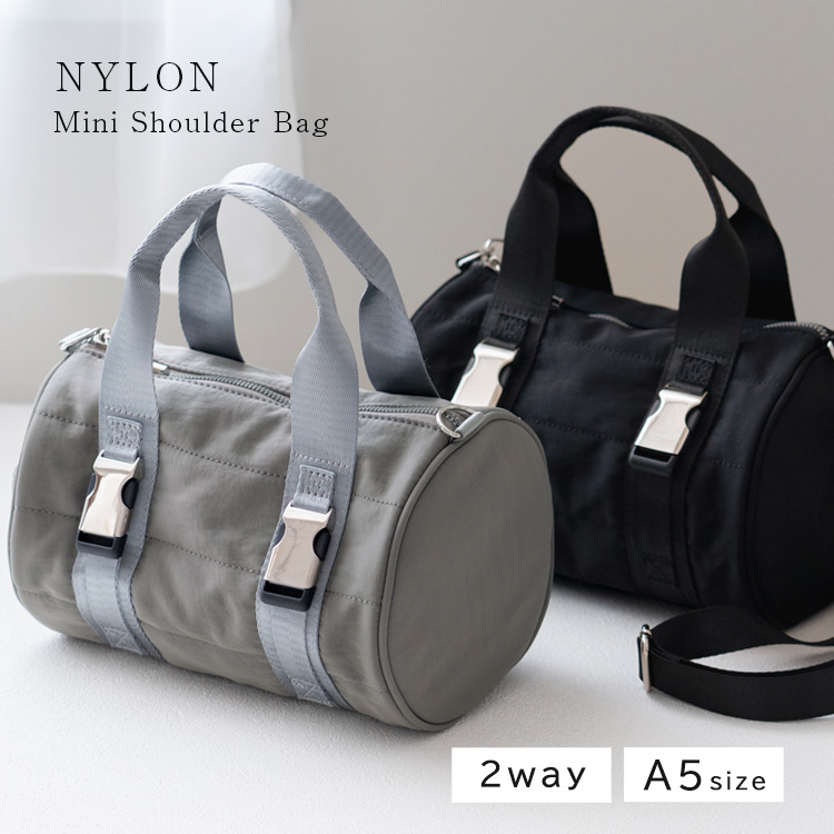 ＜卸＞【ボストンバッグ】【NYLON】筒形　ショルダーバッグ ハンドバッグ 2way【inb-90079z】