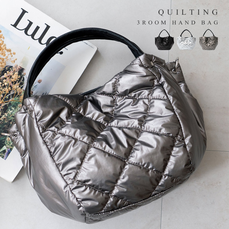 ＜卸＞【メタリック】キルティング ミニバッグ ショルダー 2way ミニトート【inb-10209z】