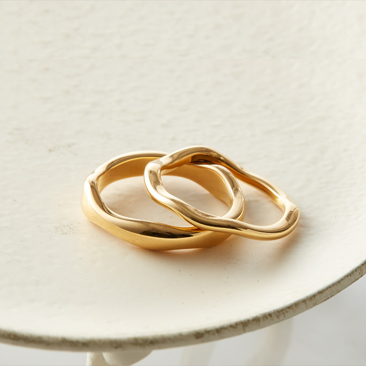 ＜卸＞【2重リング】重ねづけ レイヤード ゴールドリング 13号【nsa-r30117】