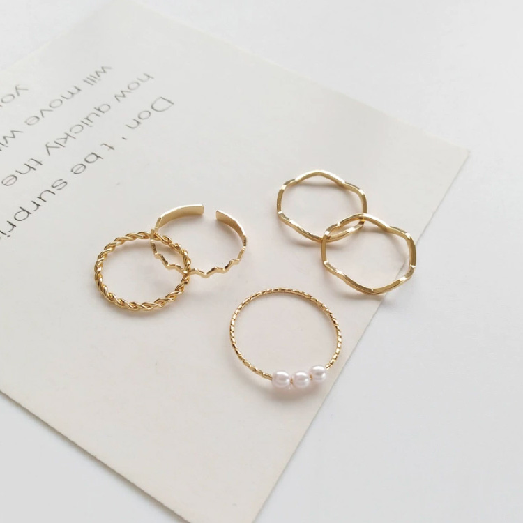 ＜卸＞【5連リング】 7号 8号 9号 10号 11号 重ねづけ レイヤード【nsa-r30119】